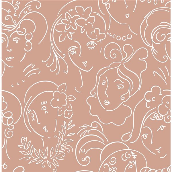 NuWallpaper Lovely Terracotta Ladies Who Lunch Novelty Peel and Stick Wallpaper