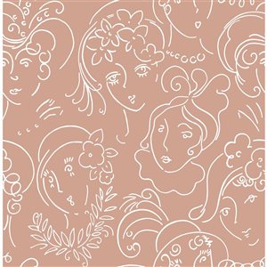 NuWallpaper Lovely Terracotta Ladies Who Lunch Novelty Peel and Stick Wallpaper