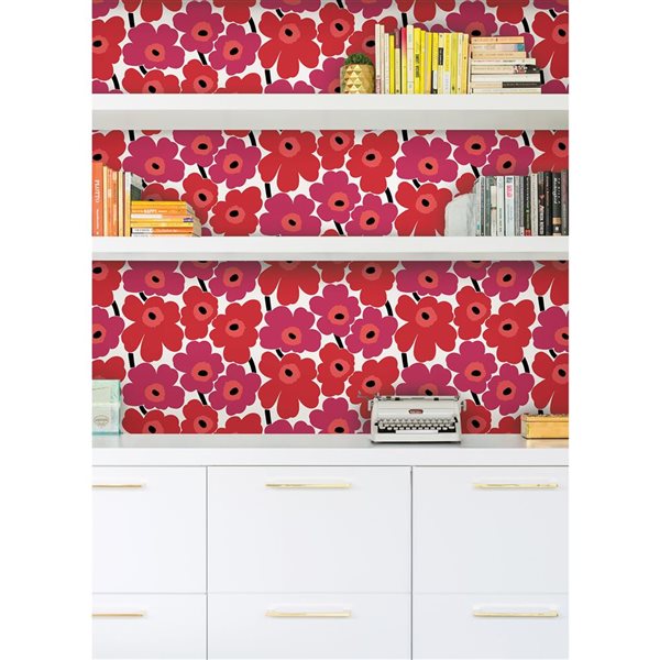 NuWallpaper Red Pieni Unikko Peel and Stick Wallpaper