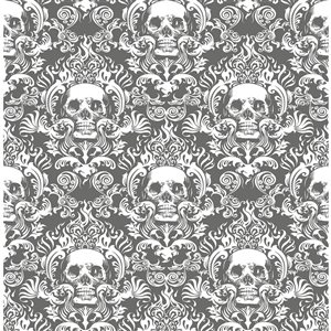 NuWallpaper Skulls Grey Fieri Novelty Peel and Stick Wallpaper