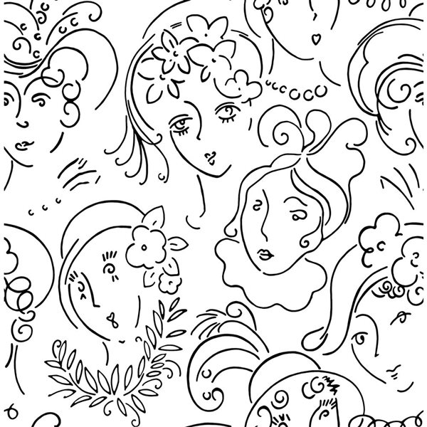 Papier peint autocollant Ladies Who Lunch par NuWallpaper noir