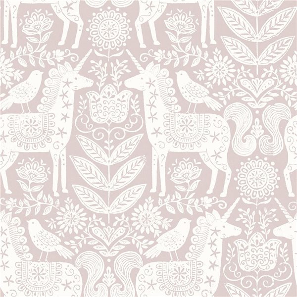 NuWallpaper Unicorn Stamp Pink Peel and Stick Wallpaper