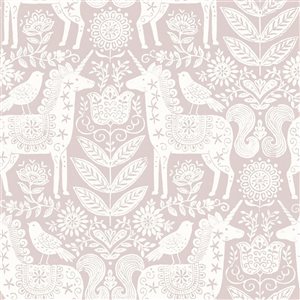 NuWallpaper Unicorn Stamp Pink Peel and Stick Wallpaper