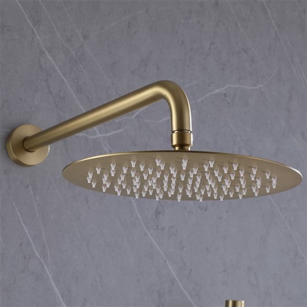 1-Handle 2-Spray Rain Shower Faucet and Hand Shower Combo Kit in Brushed Gold (Valve Included)