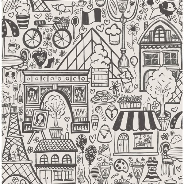 NuWallpaper Oui Paris Charcoal Peel and Stick Wallpaper