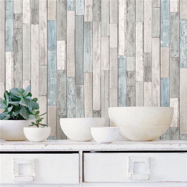 NuWallpaper Weathered Plank Shore Peel and Stick Wallpaper