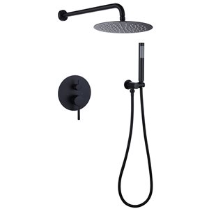 1-Handle 2-Spray Rain Shower Faucet and Hand Shower Combo Kit in Matte Black (Valve Included)