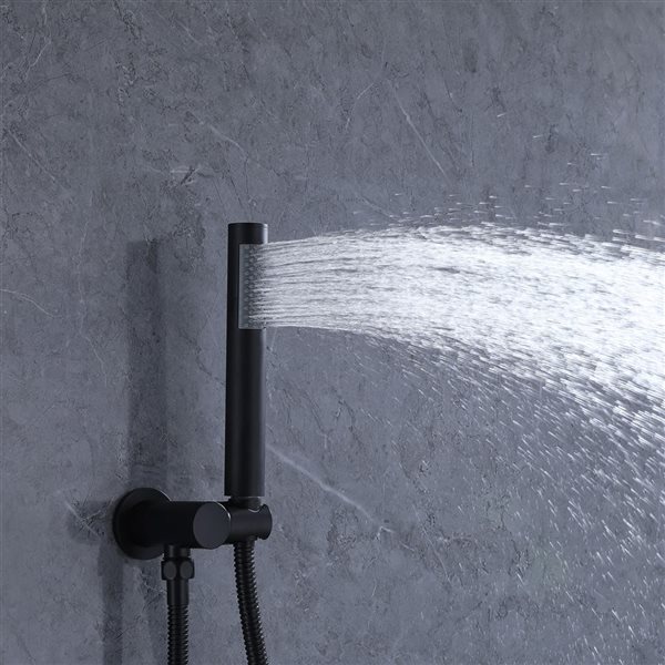 1-Handle 2-Spray Rain Shower Faucet and Hand Shower Combo Kit in Matte Black (Valve Included)