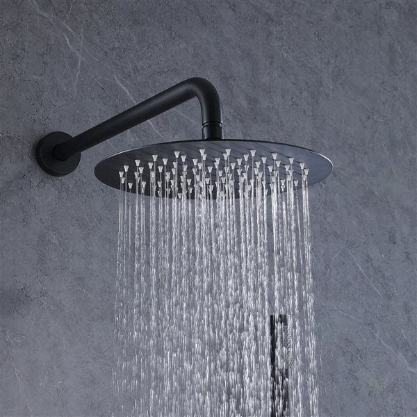 1-Handle 2-Spray Rain Shower Faucet and Hand Shower Combo Kit in Matte Black (Valve Included)