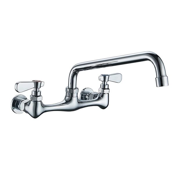 2-Handle Wall Mount Kitchen Faucet with 8 inch Swivel Spout 8 inch Center in Polished Chrome