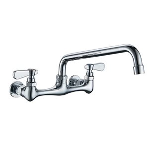 2-Handle Wall Mount Kitchen Faucet with 8 inch Swivel Spout 8 inch Center in Polished Chrome