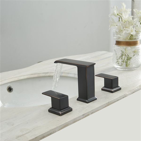 8 in. Waterfall Widespread 2-Handle Bathroom Faucet With Metal Drain in Oil Rubbed Bronze