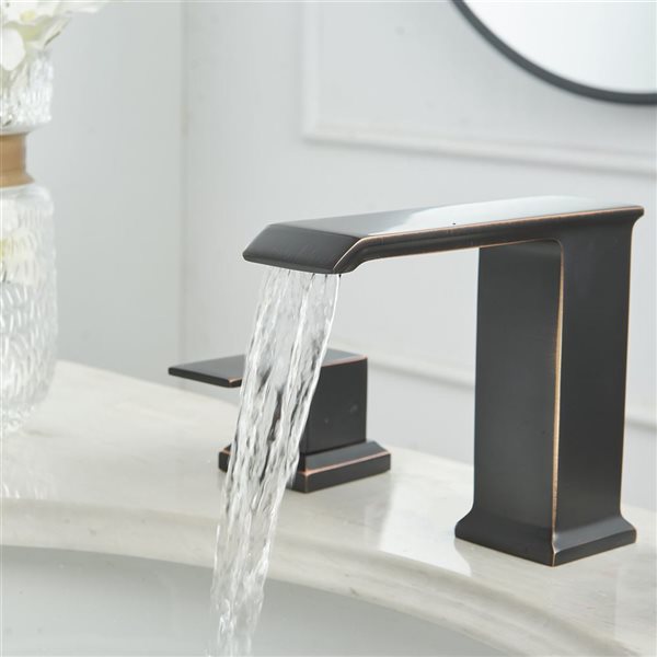 8 in. Waterfall Widespread 2-Handle Bathroom Faucet With Metal Drain in Oil Rubbed Bronze