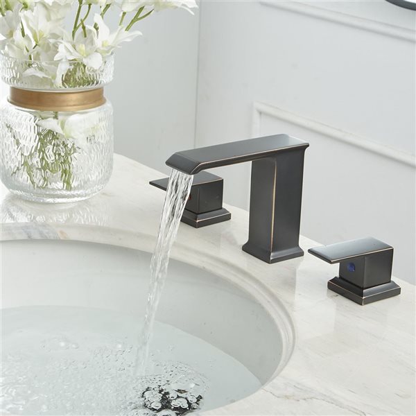 8 in. Waterfall Widespread 2-Handle Bathroom Faucet With Metal Drain in Oil Rubbed Bronze