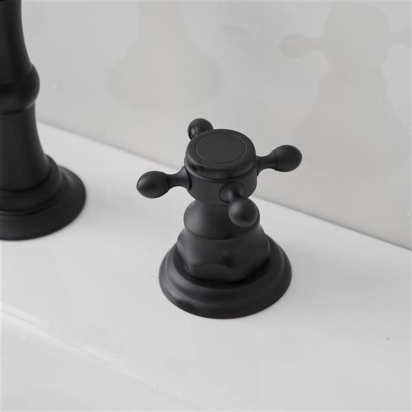 8 in. Widespread 2-Handle 3-Hole Bathroom Faucet with Drain Kit and Supply Lines in Matte Black