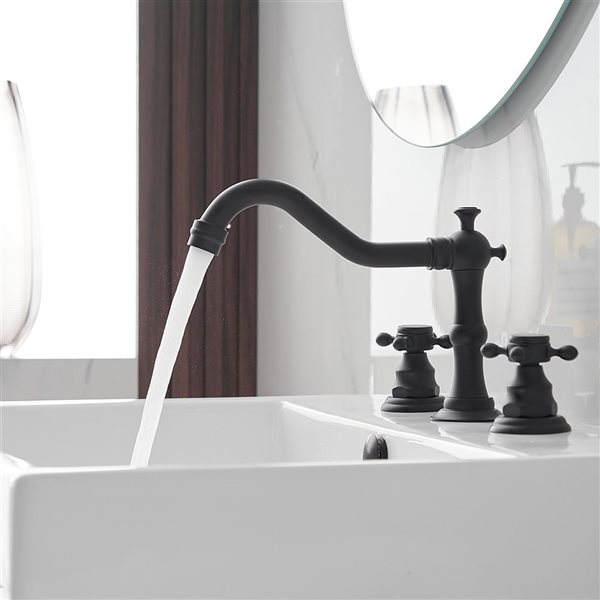 8 in. Widespread 2-Handle 3-Hole Bathroom Faucet with Drain Kit and Supply Lines in Matte Black