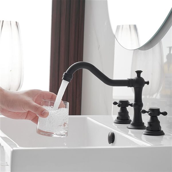 8 in. Widespread 2-Handle 3-Hole Bathroom Faucet with Drain Kit and Supply Lines in Matte Black