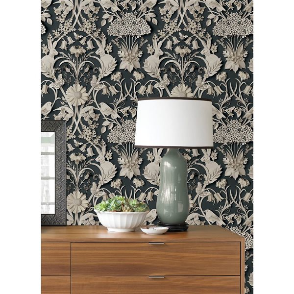 NuWallpaper Charcoal Eloise Peel and Stick Wallpaper