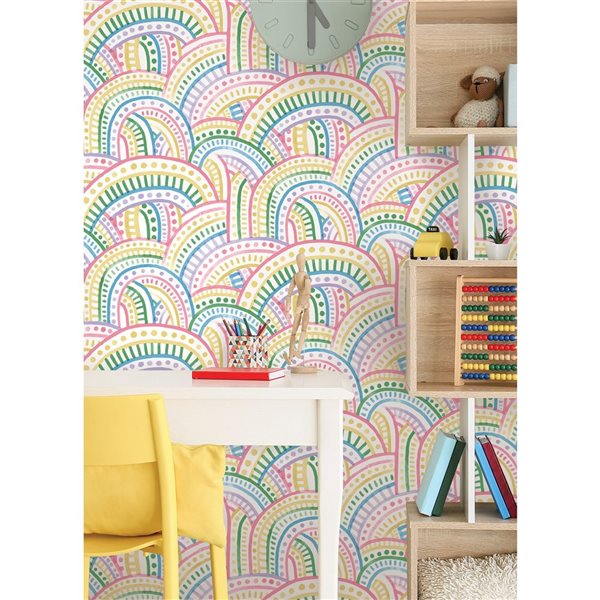 Papier peint autocollant Multi Bright par NuWallpaper rétro Arc-en-ciel