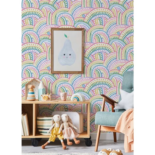 Papier peint autocollant Multi Bright par NuWallpaper rétro Arc-en-ciel