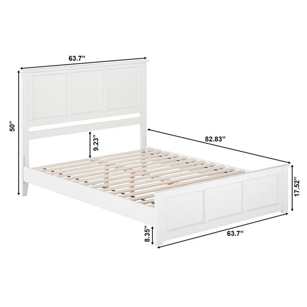 Charlotte Queen Solid Wood Low Profile Platform Bed with Matching Footboard in White