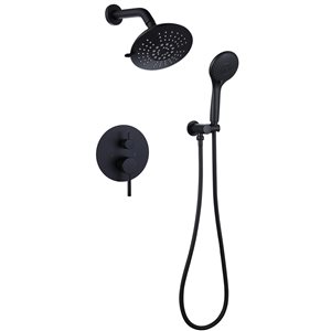 Single-Handle 2-Spray Round High Pressure Shower Faucet in Matte Black (Valve Included)