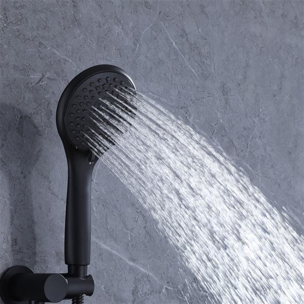 BWE Single-Handle 2-Spray Round High Pressure Shower Faucet in Matte Black (Valve Included)