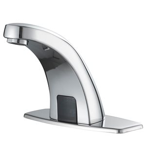 Automatic Sensor Touchless Bathroom Sink Faucet with Deck Plate in Polished Chrome