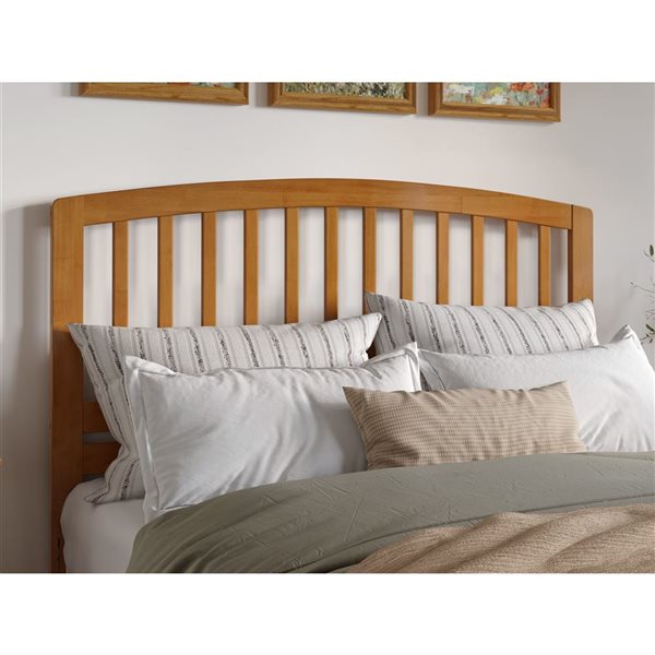 Richmond Queen Solid Wood Headboard with Attachable Charger in Light Toffee