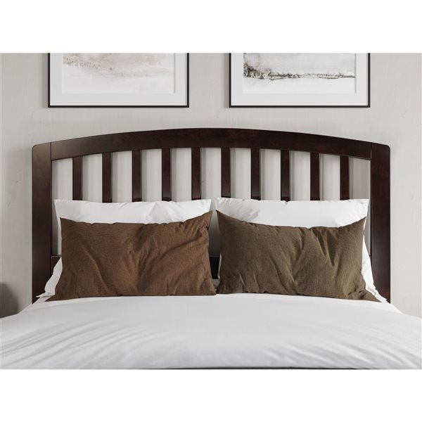 Quincy Full Solid Wood Low Profile Platform Bed with Matching Footboard in Espresso