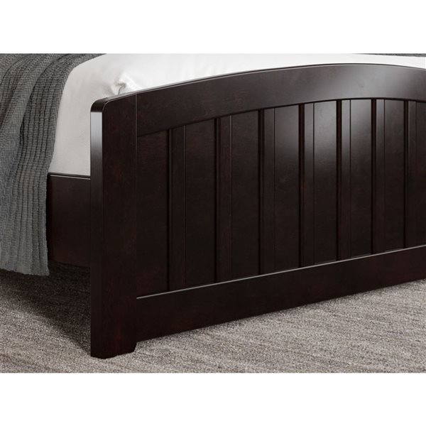 Quincy Full Solid Wood Low Profile Platform Bed with Matching Footboard in Espresso