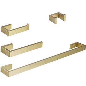 4-Piece Wall Mounted Stainless Steel Bathroom Hardware Accessories Towel Bar Set in Brushed Gold