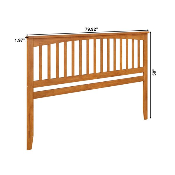 Mission King Solid Wood Headboard with Attachable Charger in Light Toffee