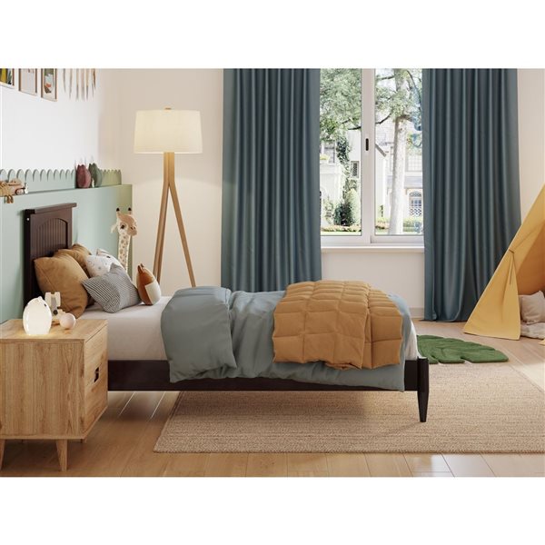 Naples Twin Solid Wood Low Profile Platform Bed in Espresso