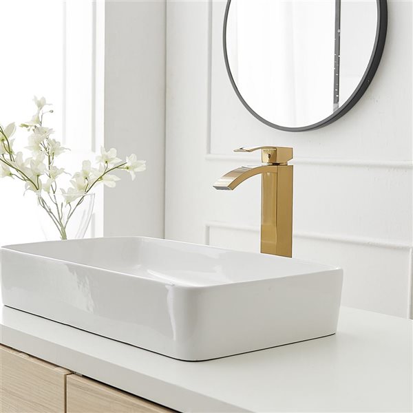 Waterfall Single Hole Single Handle Bathroom Vessel Sink Faucet in Brushed Gold