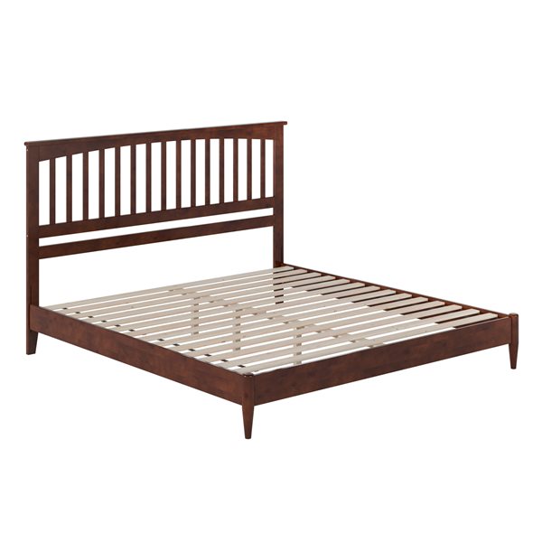 Becket King Solid Wood Low Profile Platform Bed in Walnut