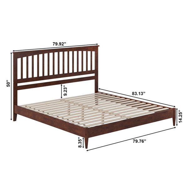 Becket King Solid Wood Low Profile Platform Bed in Walnut