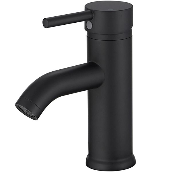 Single Hole Single-Handle Bathroom Faucet With Pop Up Drain in Matte Black