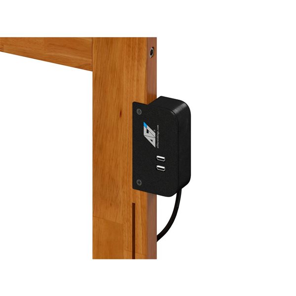 Mission Full Solid Wood Headboard with Attachable Charger in Light Toffee