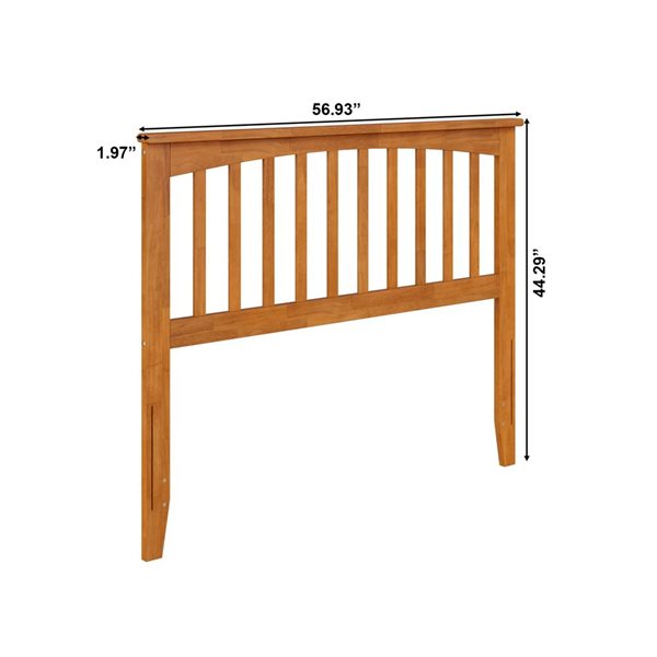 Mission Full Solid Wood Headboard with Attachable Charger in Light Toffee