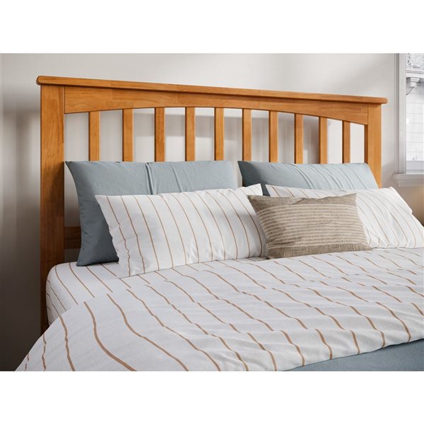 Mission Full Solid Wood Headboard with Attachable Charger in Light Toffee