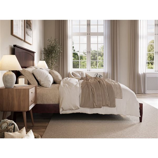 Naples Queen Solid Wood Low Profile Platform Bed in Espresso