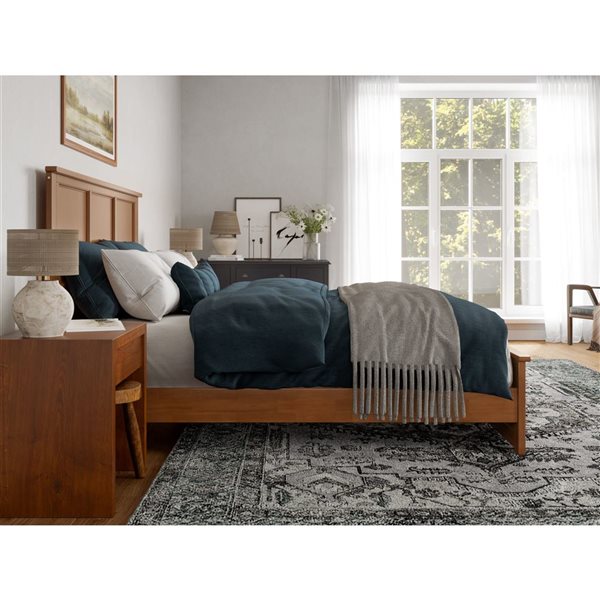 AFI Charlotte King Solid Wood Low Profile Platform Bed With Matching ...