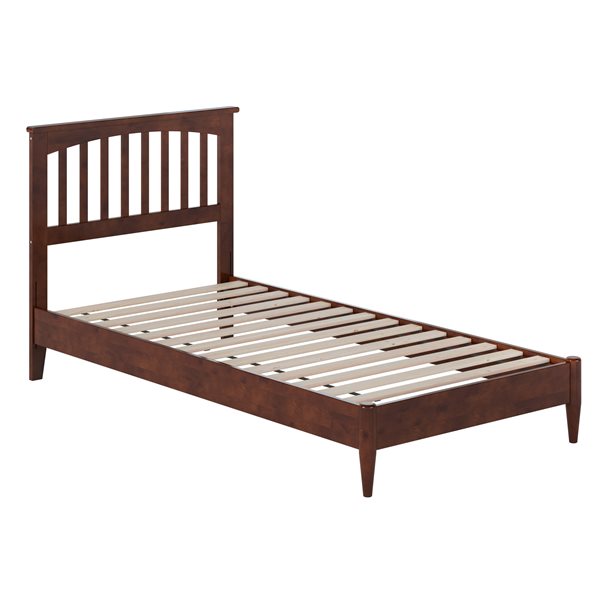 Becket Twin XL Solid Wood Low Profile Platform Bed in Walnut