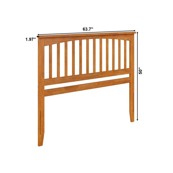 Mission Queen Solid Wood Headboard with Attachable Charger in Light Toffee