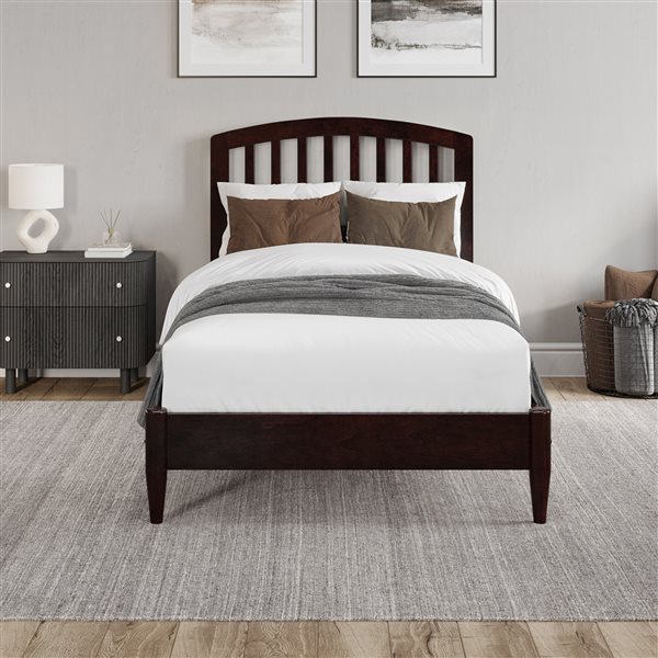 Quincy Twin XL Solid Wood Low Profile Platform Bed in Espresso