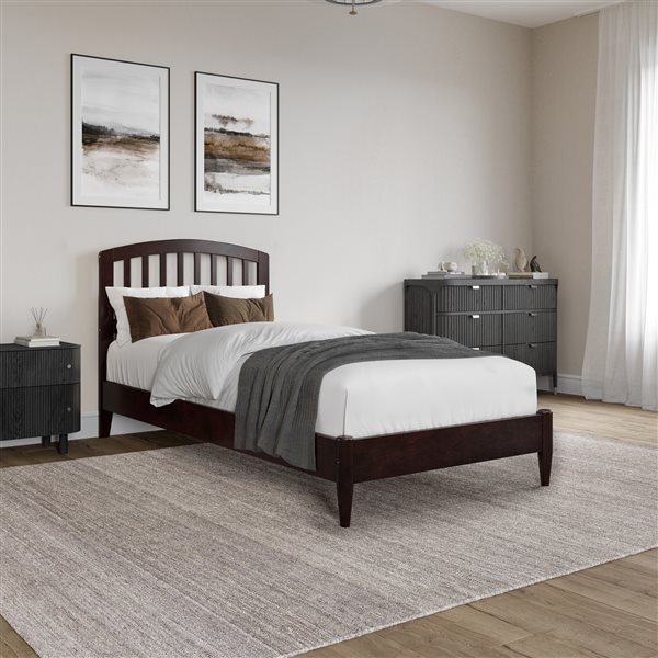 Quincy Twin XL Solid Wood Low Profile Platform Bed in Espresso