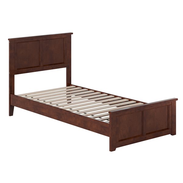 Charlotte Twin XL Solid Wood Low Profile Platform Bed with Matching Footboard in Walnut