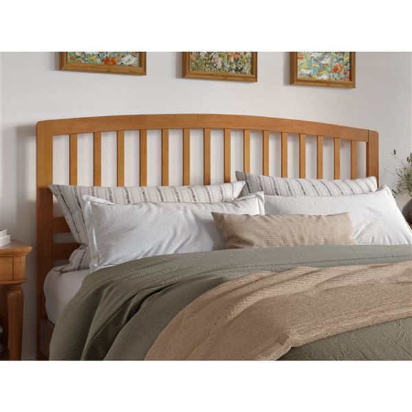 Richmond King Solid Wood Headboard with Attachable Charger in Light Toffee