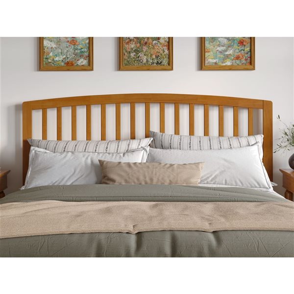 Richmond King Solid Wood Headboard with Attachable Charger in Light Toffee